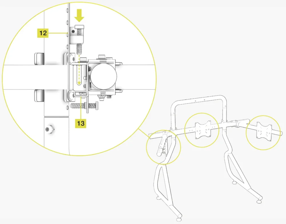 GT Cockpit Monitor Stand Triple Monitor Expansion Kit Assembly 16