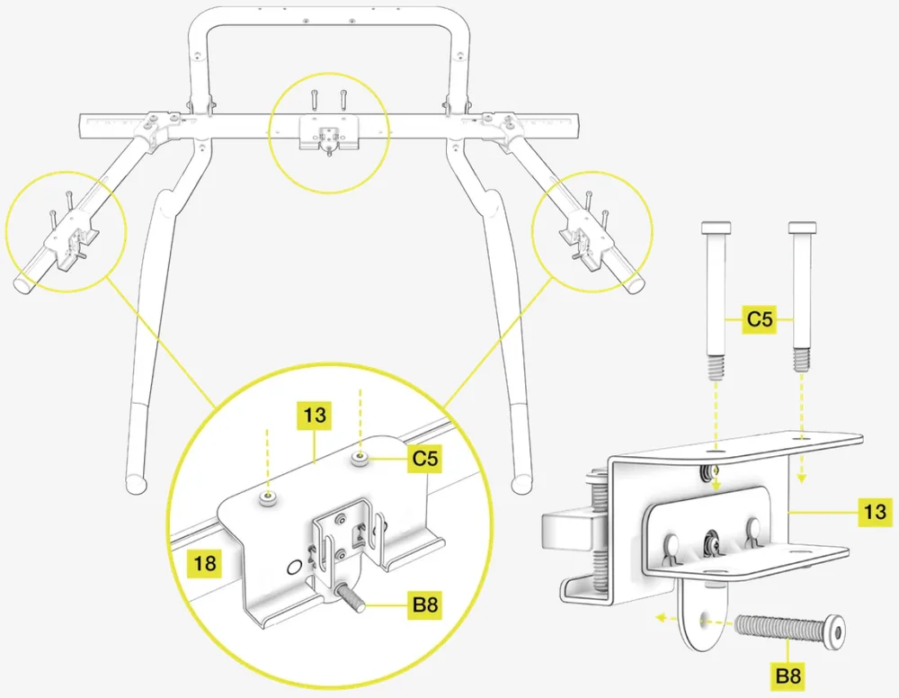 GT Cockpit Monitor Stand Triple Monitor Expansion Kit Assembly 11