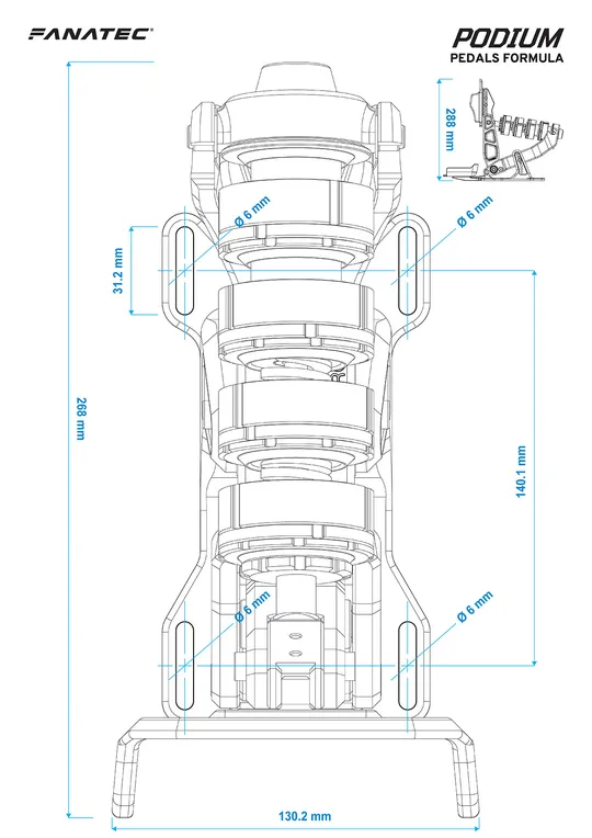 Podium Pedals Brake dimensions