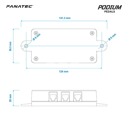 Podium Pedals connection box dimensions