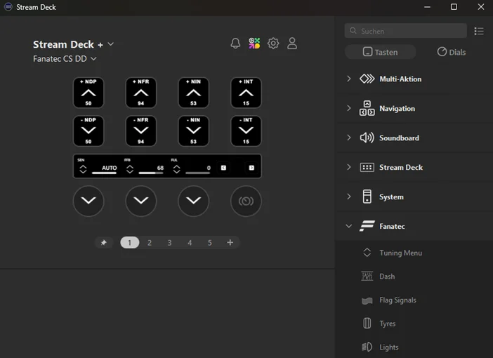Stream Deck tuning menu